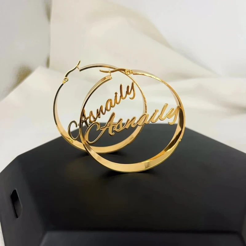 Personalized Welded Name Earrings – Custom Stainless Steel Jewelry Gift for Women - Image 2