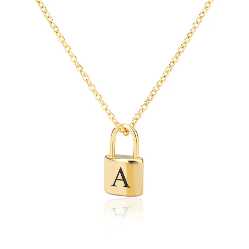 Stainless Steel Lock Pendant Necklace – A–Z Initial Capital Letter Jewelry for Women - Image 7