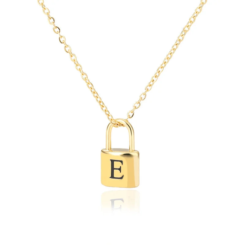 Stainless Steel Lock Pendant Necklace – A–Z Initial Capital Letter Jewelry for Women - Image 8