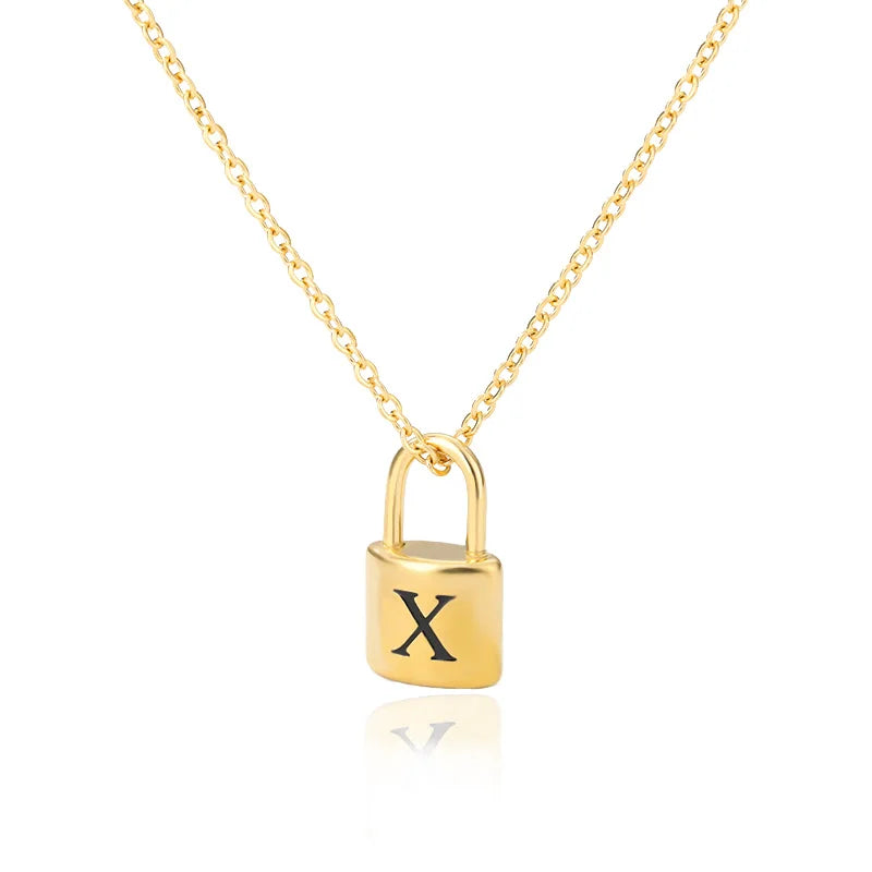 Stainless Steel Lock Pendant Necklace – A–Z Initial Capital Letter Jewelry for Women - Image 21
