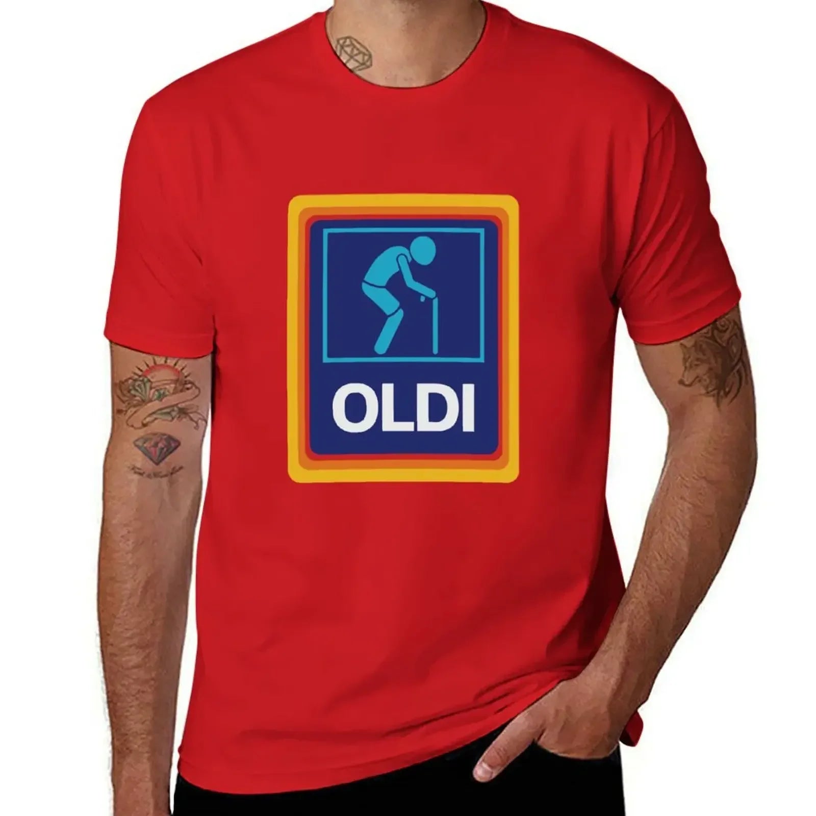 OLDI & ALDI Parody T-Shirt – Funny Oversized Tee for Dad, Grandpa, Husband, or Boyfriend - Image 4