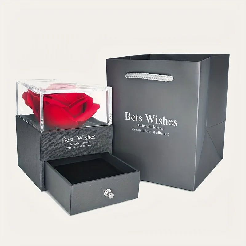 Luxury Red Zircon Pendant Necklace with Rose Flower - Image 4