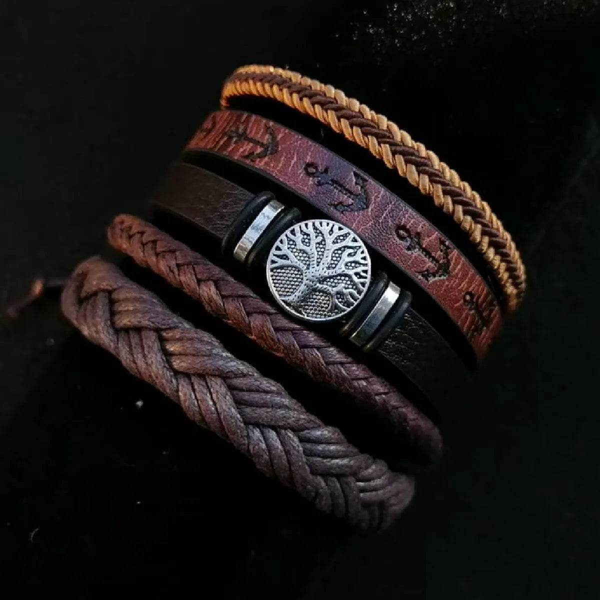 Punk Casual 6-Pc Beaded & Leather Bracelet Set - Image 4