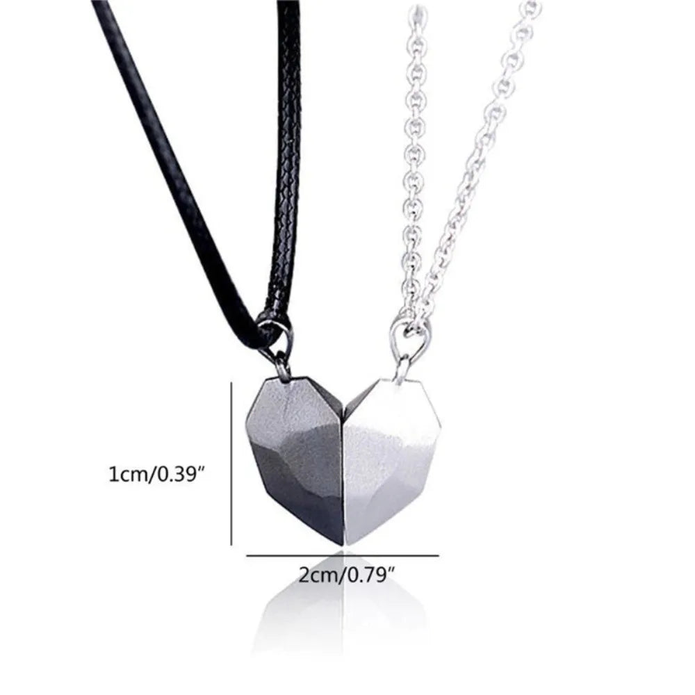 2Pcs/Set Fashion Couple Heart Magnetic Necklace – Matching Pendant Set for Weddings & Anniversaries - Image 6