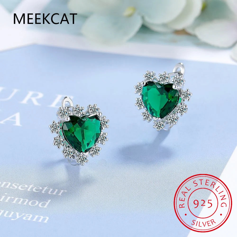 Love Heart Created Blue Sapphire Hoop Earrings – 925 Sterling Silver Fine Jewelry - Image 13