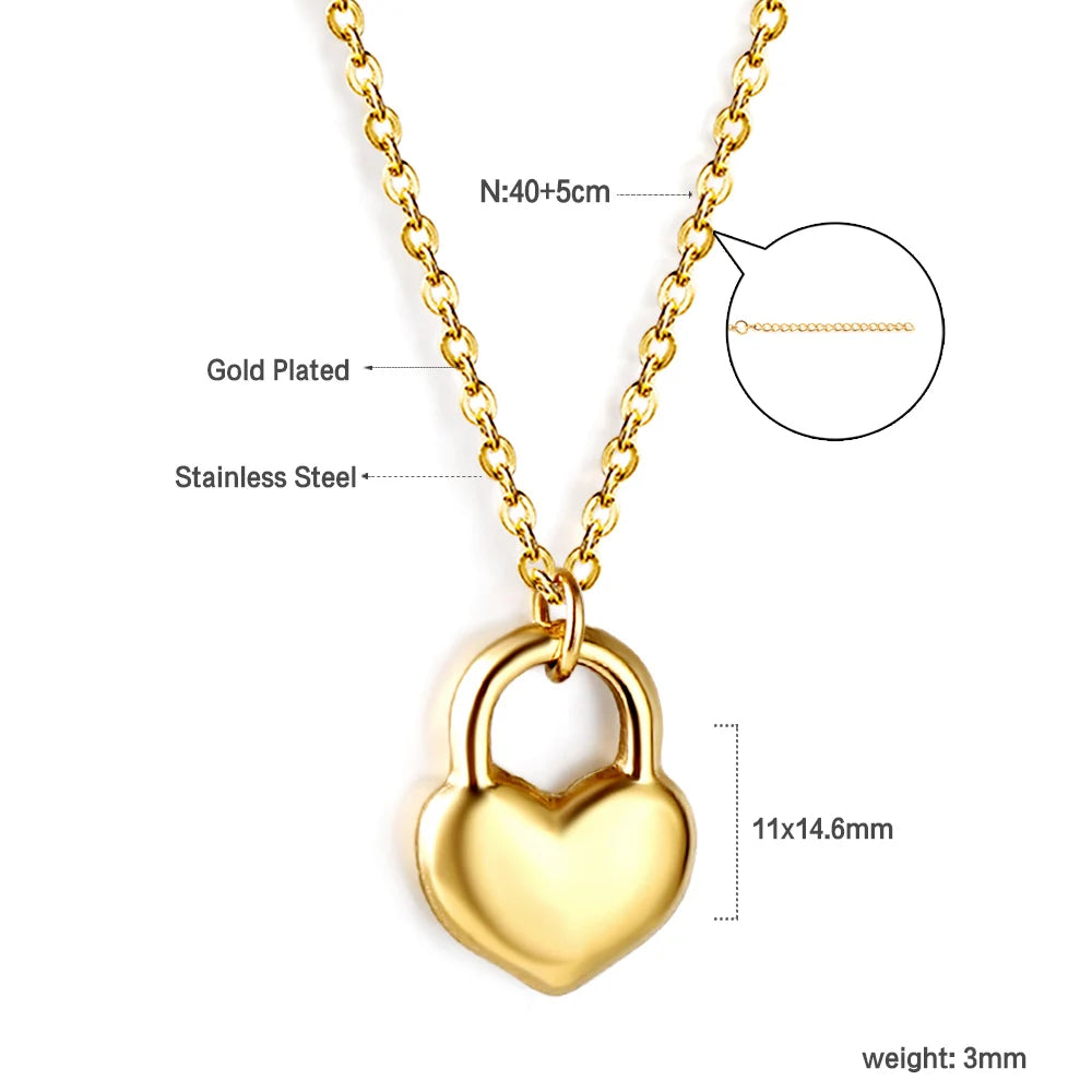 ASONSTEEL Romantic Heart Pendant Necklace – Golden Stainless Steel Choker for Women - Image 25
