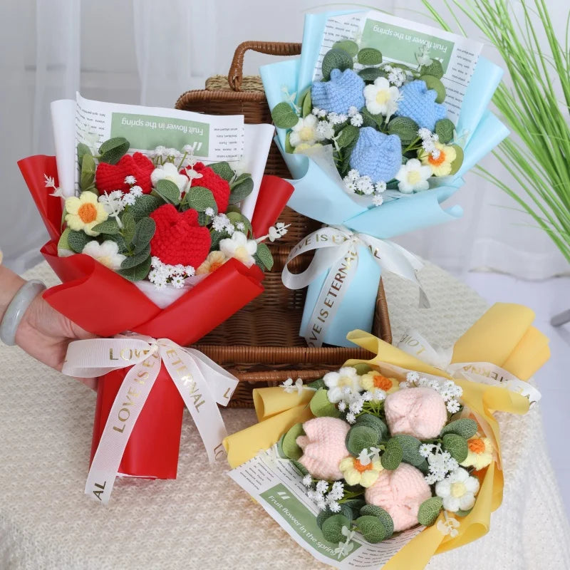 Finished Knitted Sunflower Bouquet – Handmade Crochet Flower Gift for Valentine’s, Mother’s Day, Birthday & Graduation - Image 2