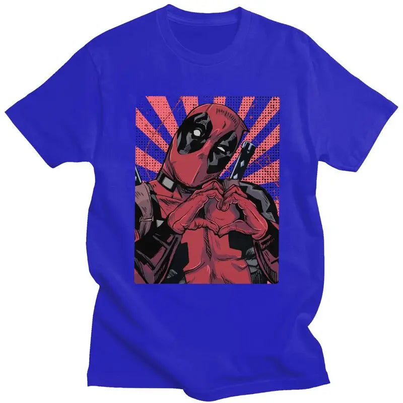 Cool Deadpool Heart Hands T-Shirt – Men’s Short Sleeve Cotton Tee - Image 12