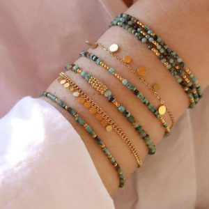 CCGOOD Natural Turquoise Beaded Bracelet – Adjustable Boho Jewelry Gift for Her