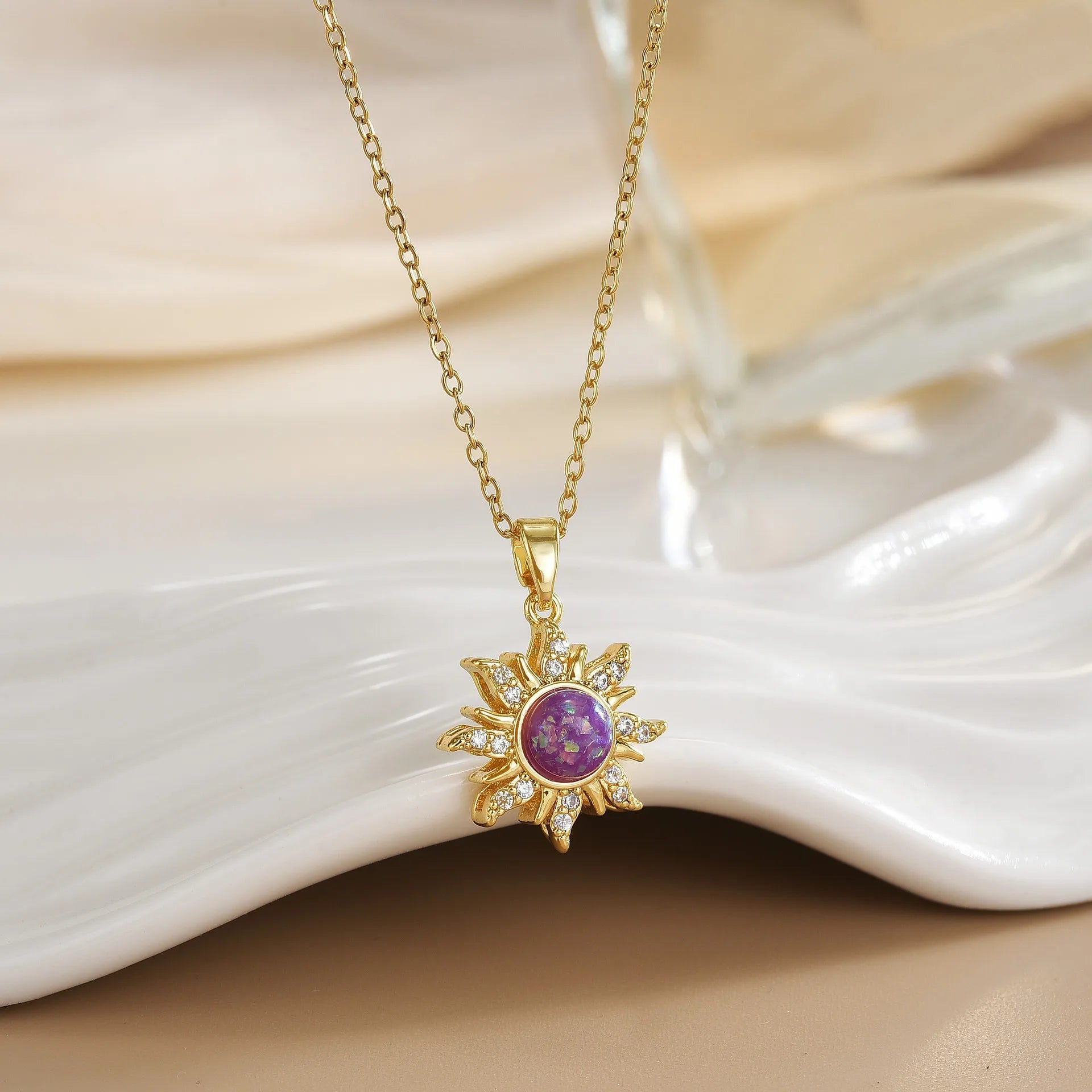 Rapunzel Sun Necklace – Gold-Plated Sun & Moon Pendant with Stainless Steel Chain - Image 2