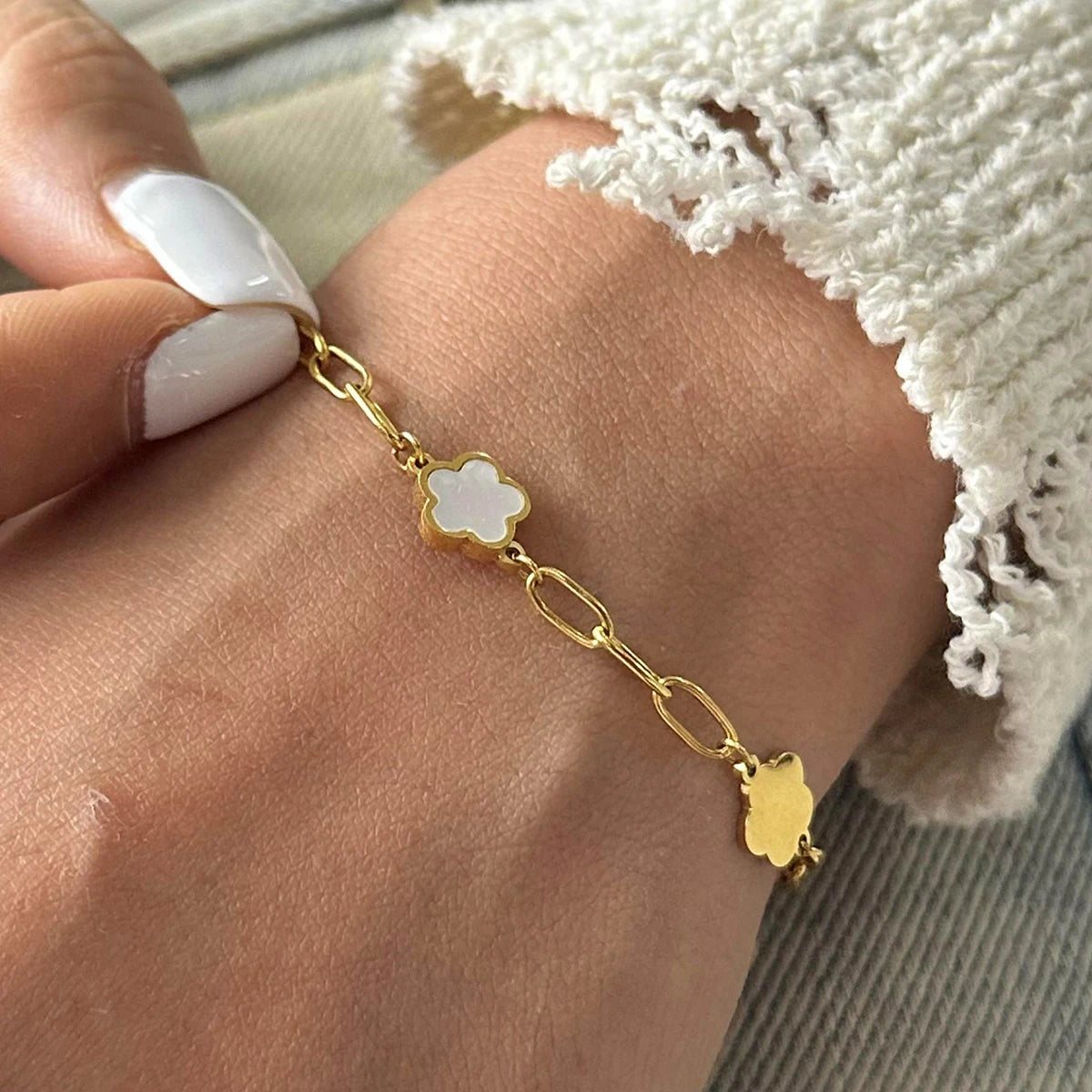 Youthway 18K Gold Plated Flower Bracelet & Necklace Set – Waterproof Classic Jewelry for Women - Image 2