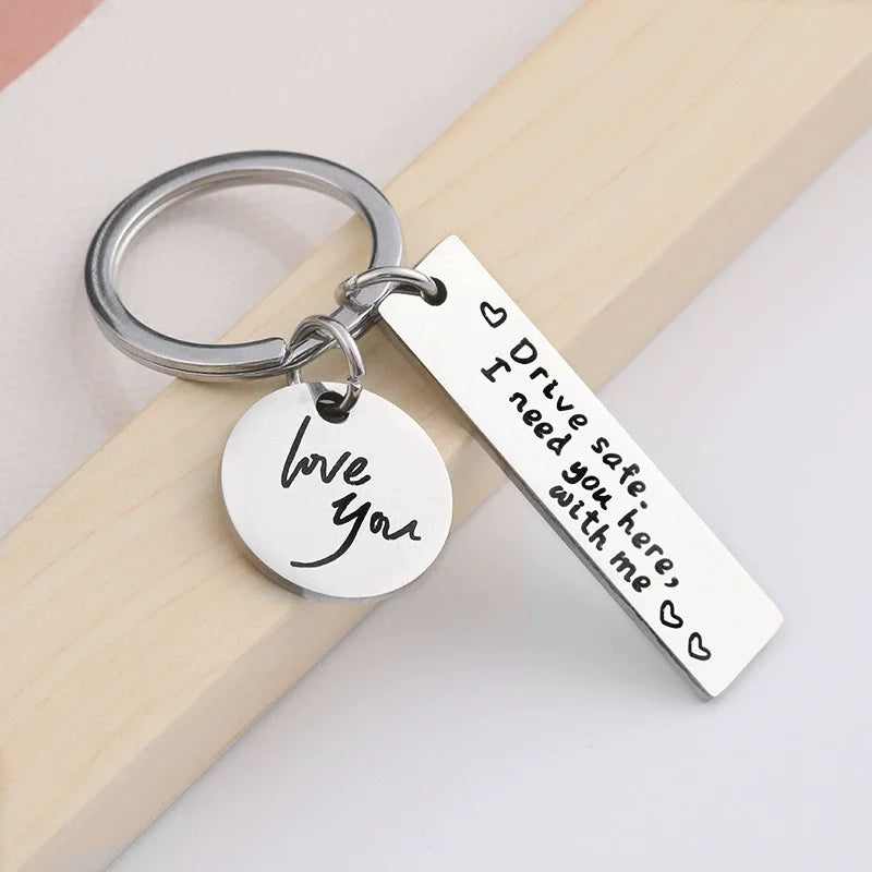 "Drive Safe, I Need You Here With Me" Metal Keychain – Romantic Gift for Men & Women - Image 6