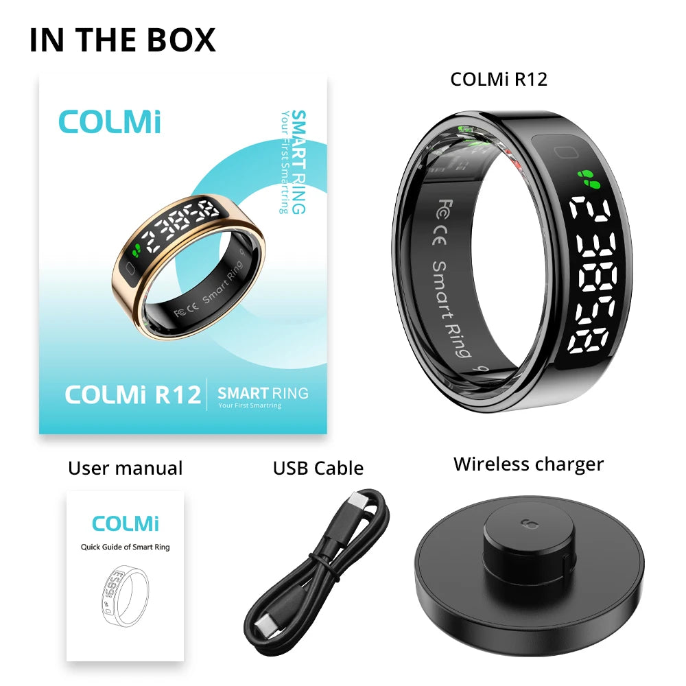 2025 COLMI R12 Smart Ring – Touchscreen Display, Wireless Charging & Health Monitoring - Image 6