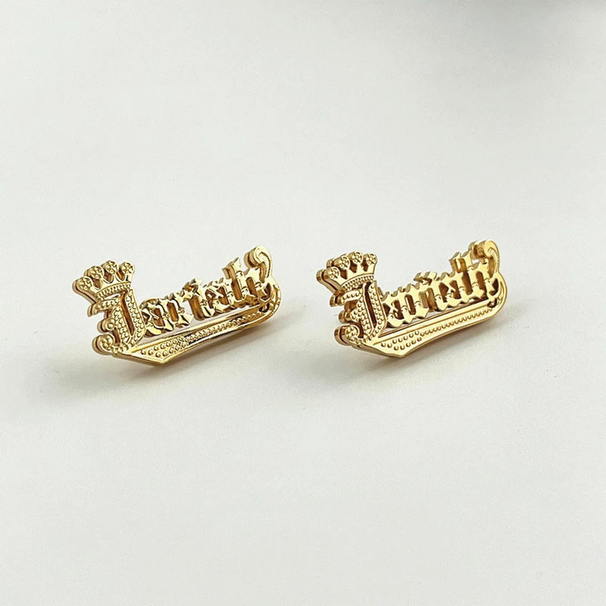 DHQH Customized Name Earrings – 3D Gold Plated Stainless Steel Nameplate Jewelry - Image 5