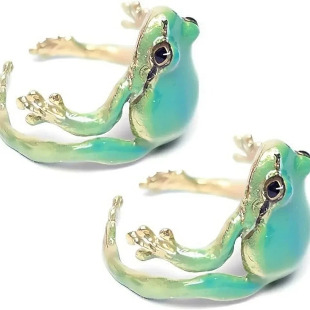 Mini Green Tree Frog Open Ring - Image 4