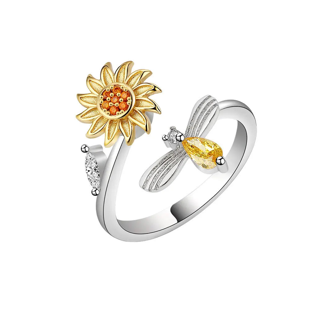 VENTFILLE 925 Sterling Silver Sunflower Zircon Rotatable Ring – Stress Relief Jewelry Gift for Women - Image 5