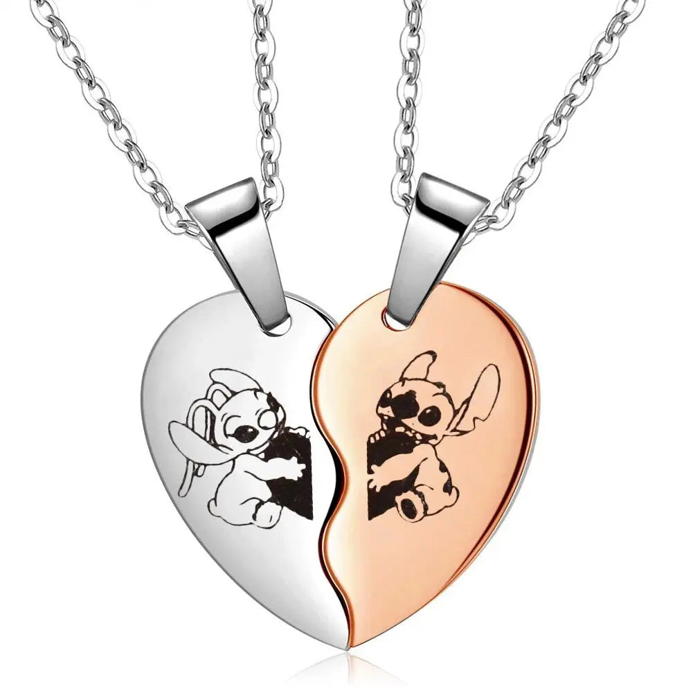1 Pair Lilo & Stitch Pendant Necklaces – Kawaii Stainless Steel Couple Neck Chains - Image 9