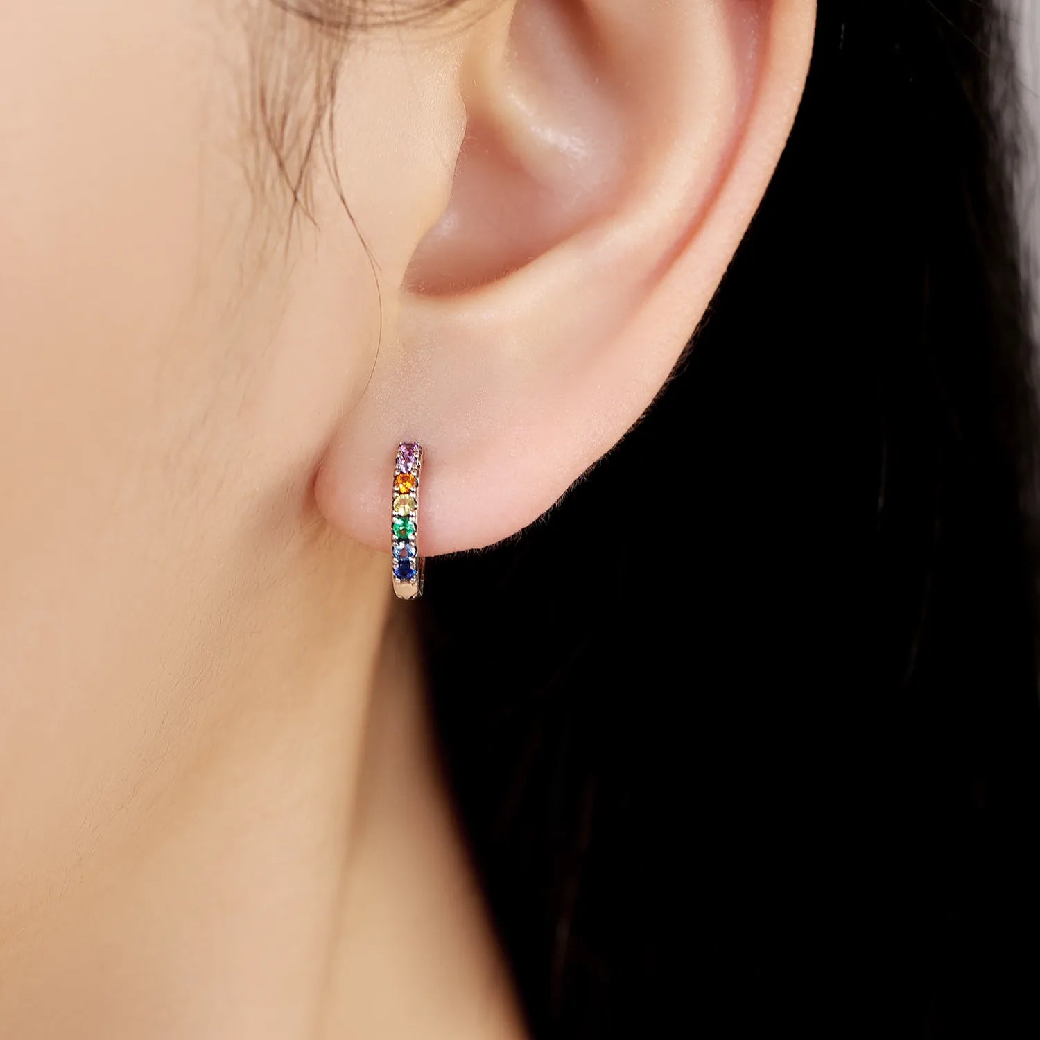 925 Sterling Silver Rainbow Series Hoop Earrings – Versatile Jewelry Gift for Women - Image 3