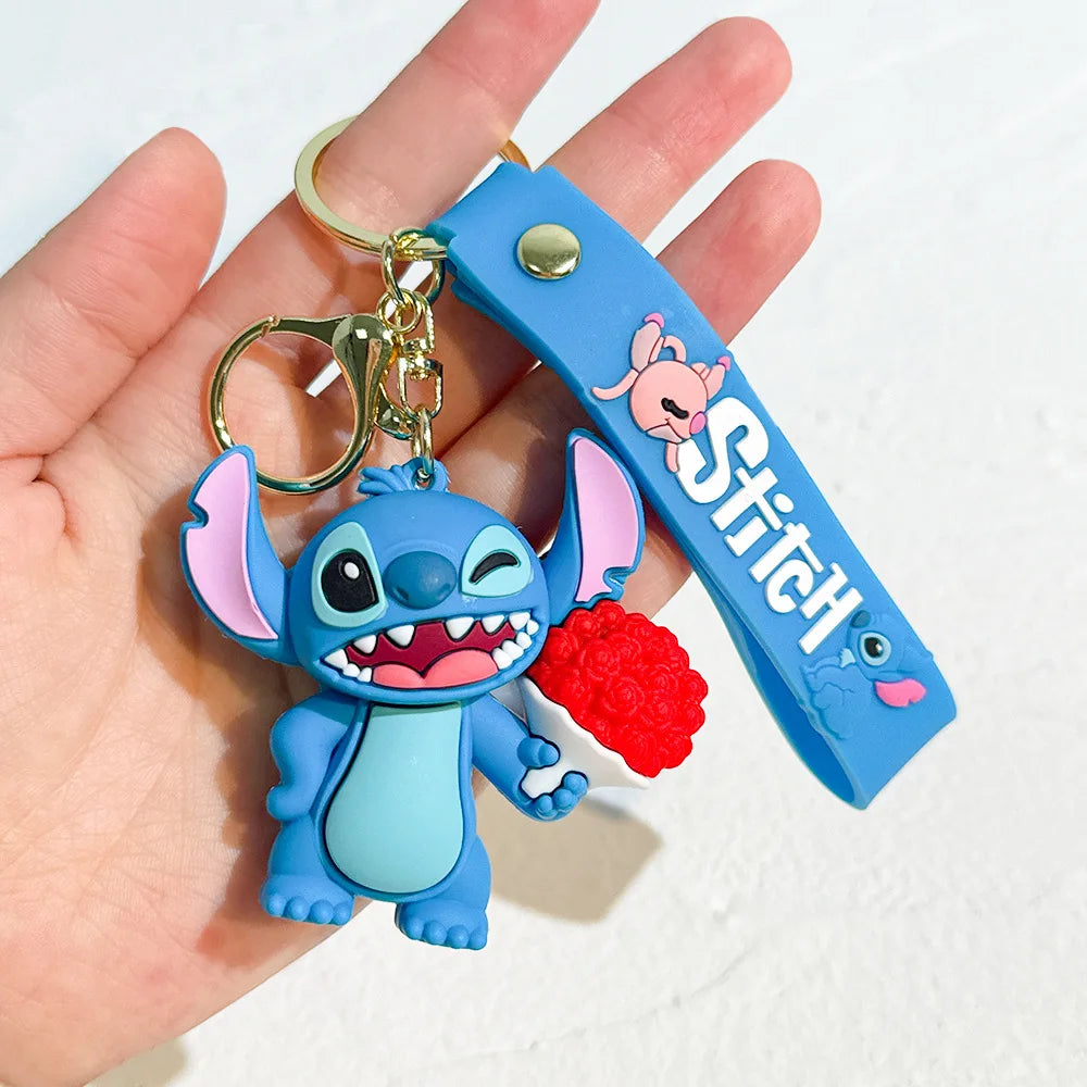 MINISO Romantic Stitch Earphone Bag Keychain – Cute Key Ring & Pendant Gift for Couples/Friends - Image 9