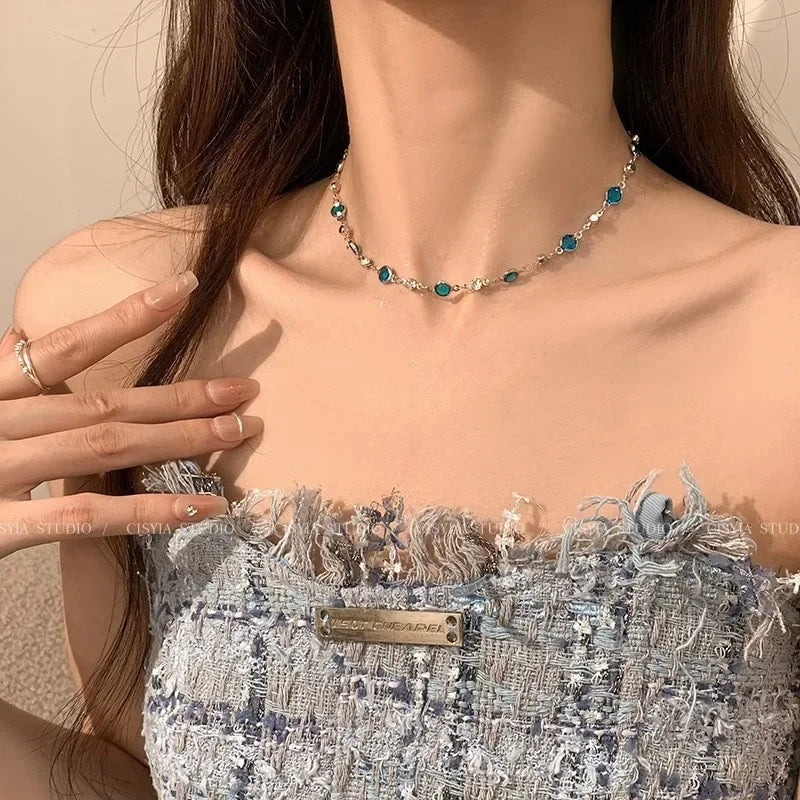 Romantic Blue Crystal Butterfly Necklace - Image 6