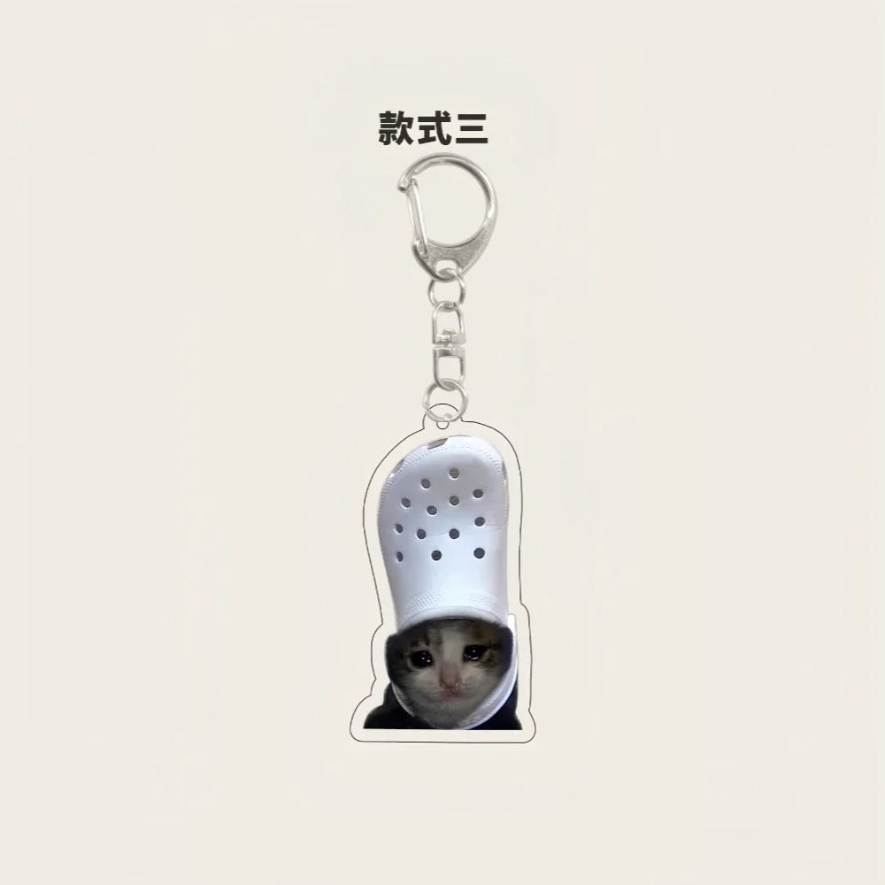 Funny Rambling Goat & Huh Cat Meme Keychain – Screaming Confused Cat Pendant Gift - Image 12