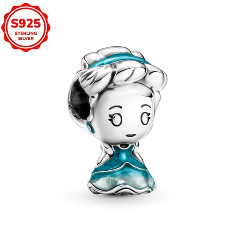 Disney 925 Sterling Silver Beads – Mickey, Stitch, Princess, Cinderella Charms for DIY Bracelets - Image 95