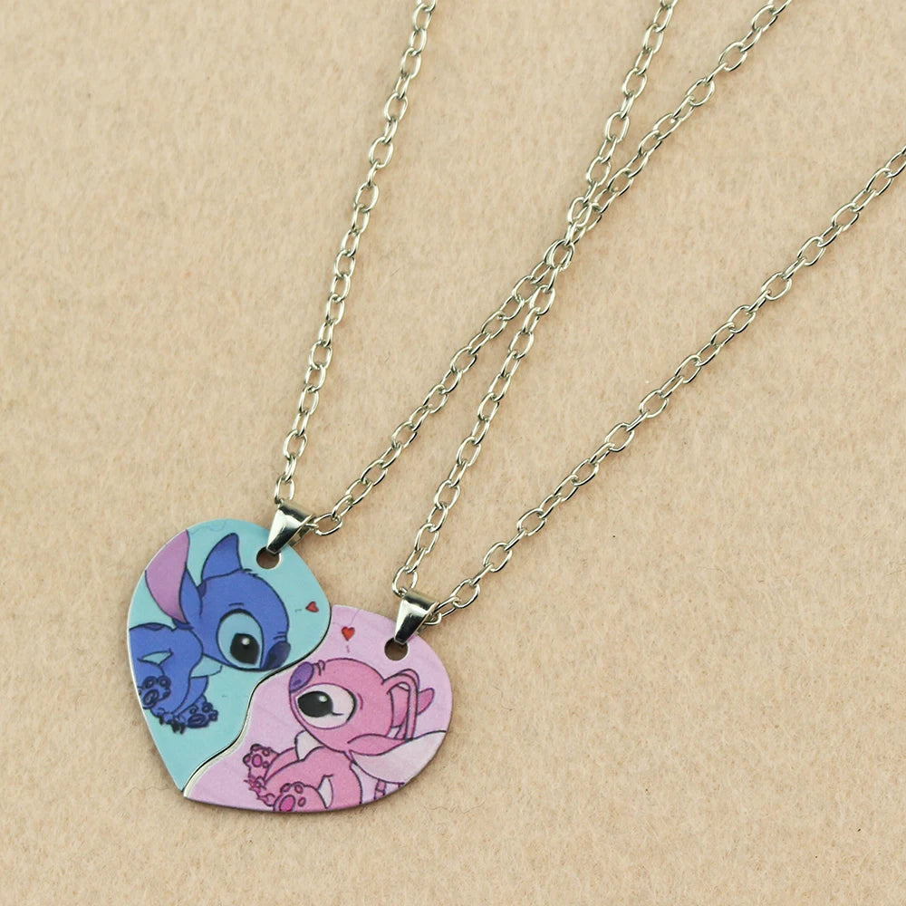 1 Pair Lilo & Stitch Pendant Necklaces – Kawaii Stainless Steel Couple Neck Chains - Image 2