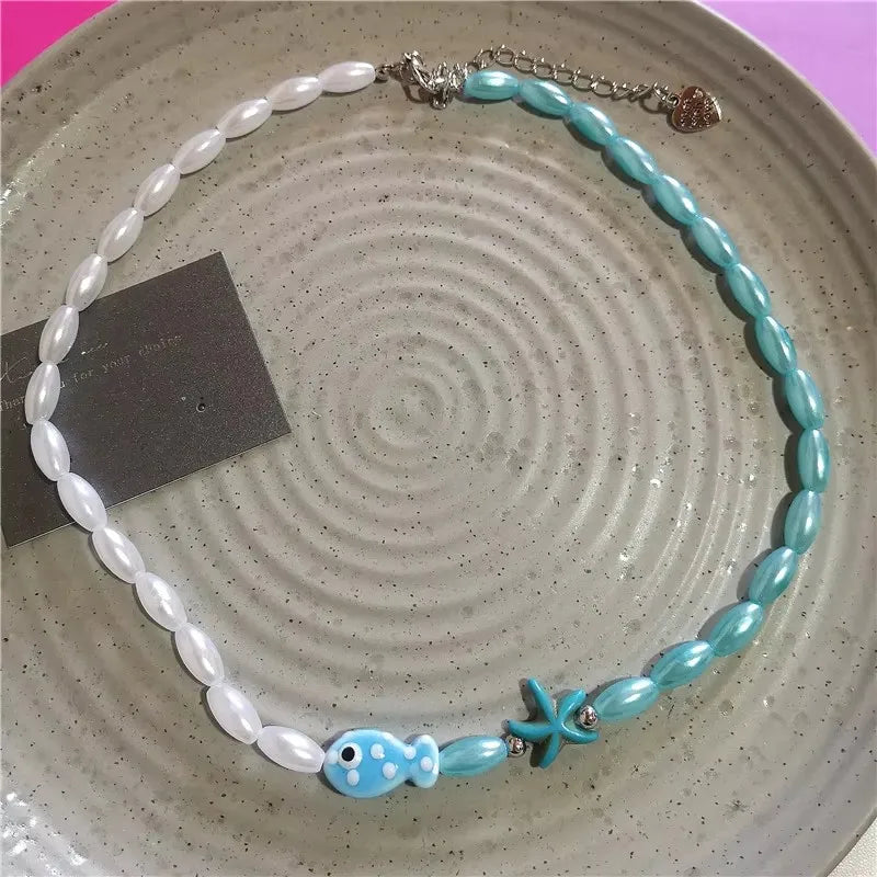 Cute Orange Ceramic Fish Necklace – Romantic Starfish & Fish Pendant for Summer Beach Style - Image 8