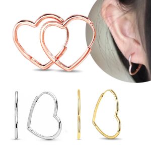 925 Sterling Silver Three-Color Asymmetrical Heart Earrings – Playful Love Design for Women