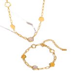 Youthway 18K Gold Plated Flower Bracelet & Necklace Set – Waterproof Classic Jewelry for Women