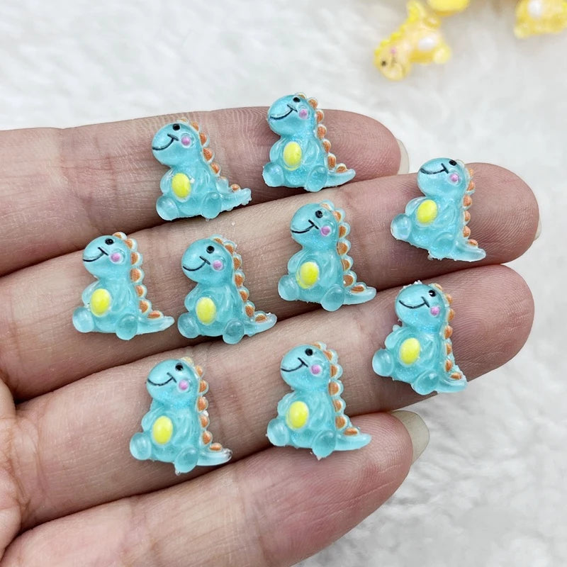 50Pcs Cute 12mm Mini Cartoon Dinosaur Resin Flatbacks – DIY Jewelry, Manicure & Hair Accessories - Image 5