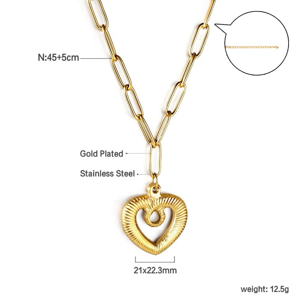 ASONSTEEL Romantic Heart Pendant Necklace – Golden Stainless Steel Choker for Women - Image 18