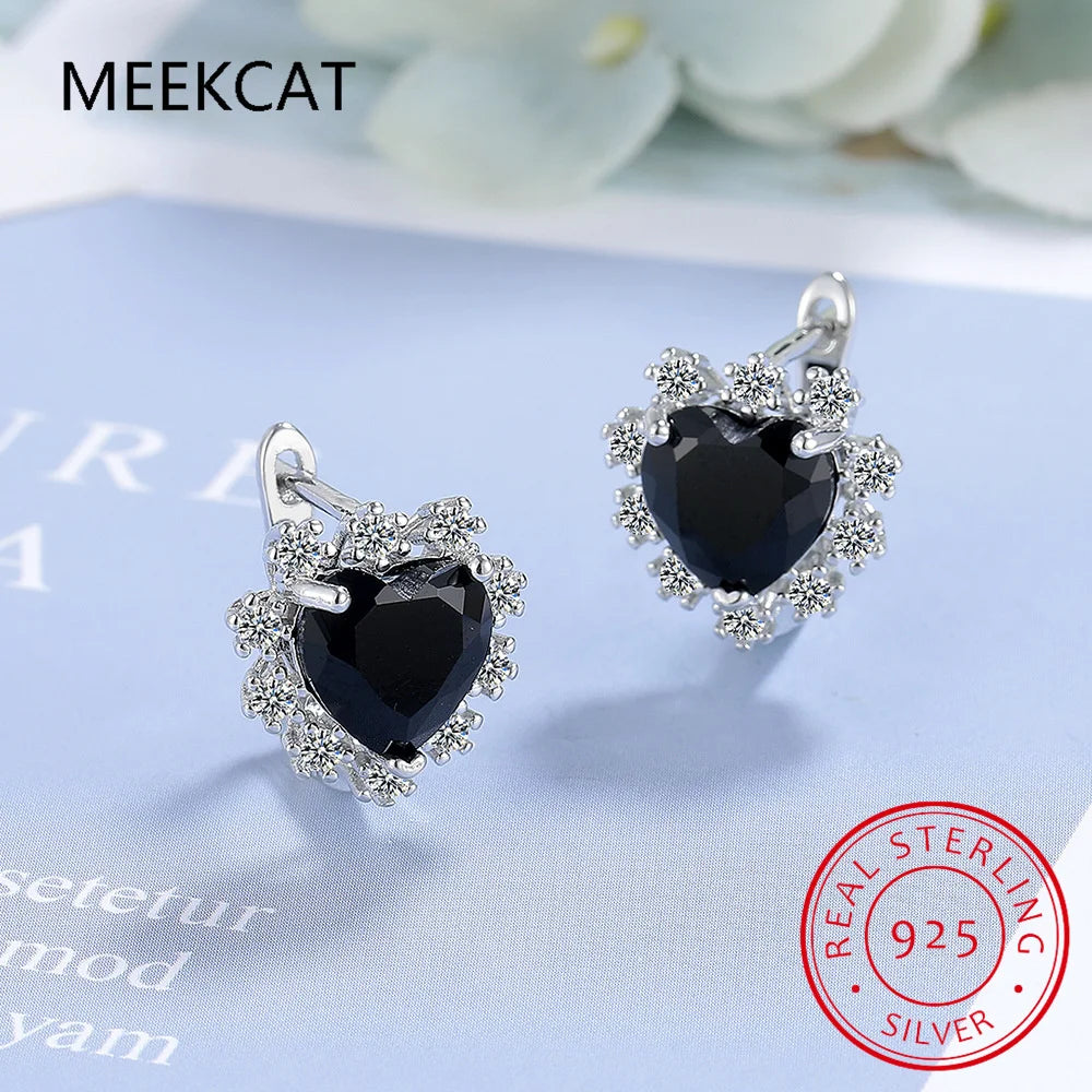 Love Heart Created Blue Sapphire Hoop Earrings – 925 Sterling Silver Fine Jewelry - Image 11