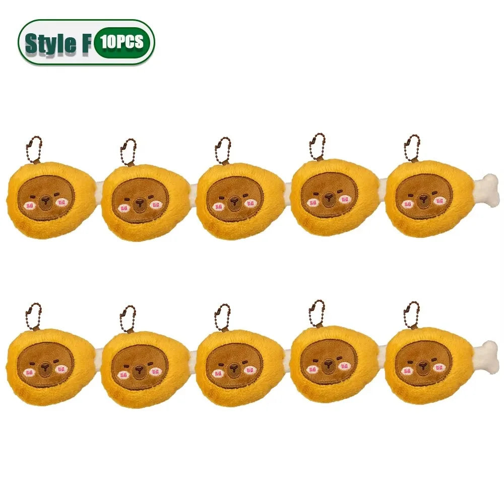 1–10PCS Gourmet Capybara Plush Pendant – Cute Cartoon Doll for Bags, Decor & Gifts - Image 22