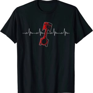 Mechanic Piston Heartbeat T-Shirt – Custom Car Lover Tee for Drag Racers & Gearheads