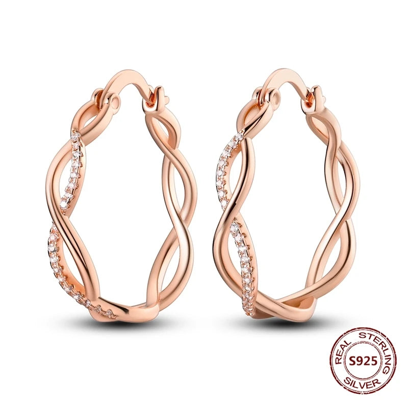 Rose Gold Star & Moon Hoop Earrings – 925 Sterling Silver Dangle Jewelry for Women - Image 9