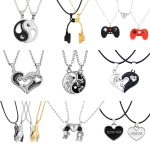 I Love You Best Friends Couple Necklace – Puzzle BFF, Key & Lock, Tai Chi Heart Pendants