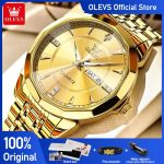 OLEVS 9977 Men's Rhombus Mirror Quartz Watch – Waterproof Luminous Stainless Steel Timepiece