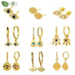 925 Sterling Silver Needle Vintage Gold Hoop Earrings – Evil Eye Pendant Jewelry for Women