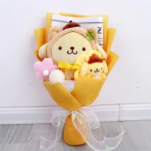 Plush Bouquet Pom Pom Purin Plush Doll – Kawaii Cartoon Stuffed Bouquet Surprise Gift