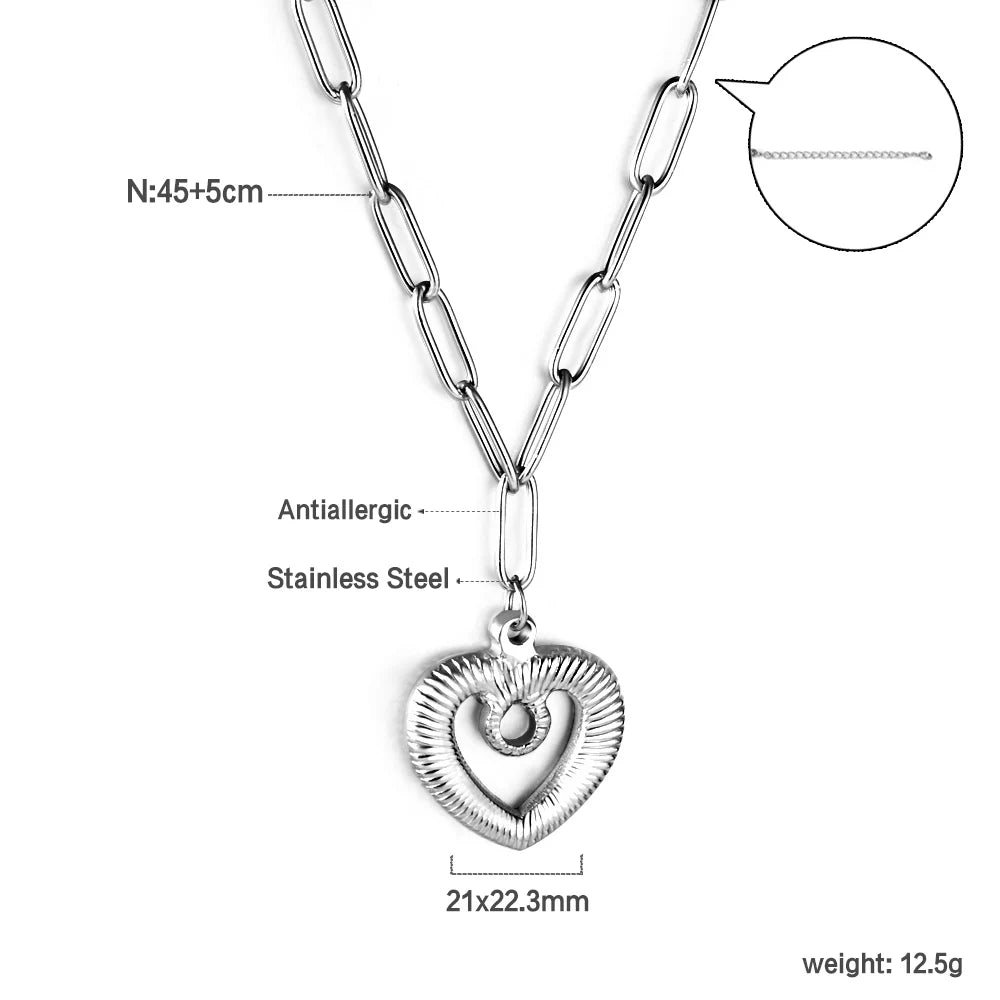 ASONSTEEL Romantic Heart Pendant Necklace – Golden Stainless Steel Choker for Women - Image 23