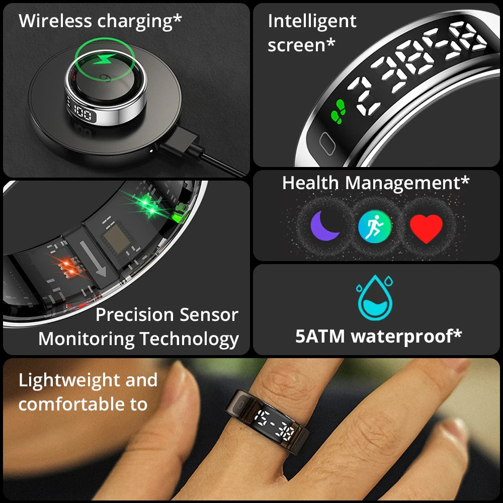 2025 COLMI R12 Smart Ring – Touchscreen Display, Wireless Charging & Health Monitoring - Image 2