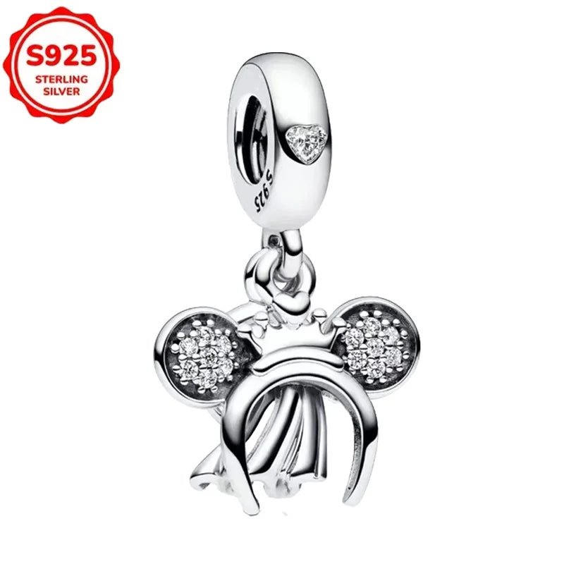 Disney 925 Sterling Silver Beads – Mickey, Stitch, Princess, Cinderella Charms for DIY Bracelets - Image 44