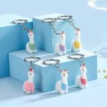 Cute Fuzzy Alpaca Charms Keychains – 3D Flocking Cartoon Animal Pendant for Bags & Gifts
