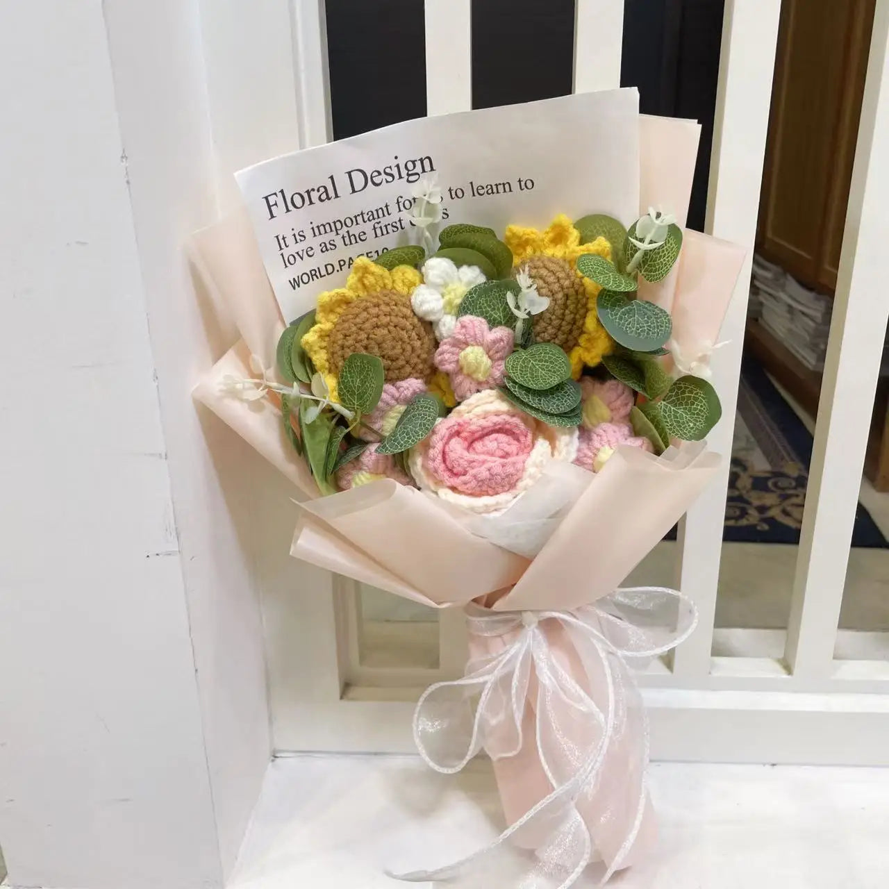 Finished Knitted Flowers – Sunflower Crochet Bouquet for Gifts & Decor - Image 21