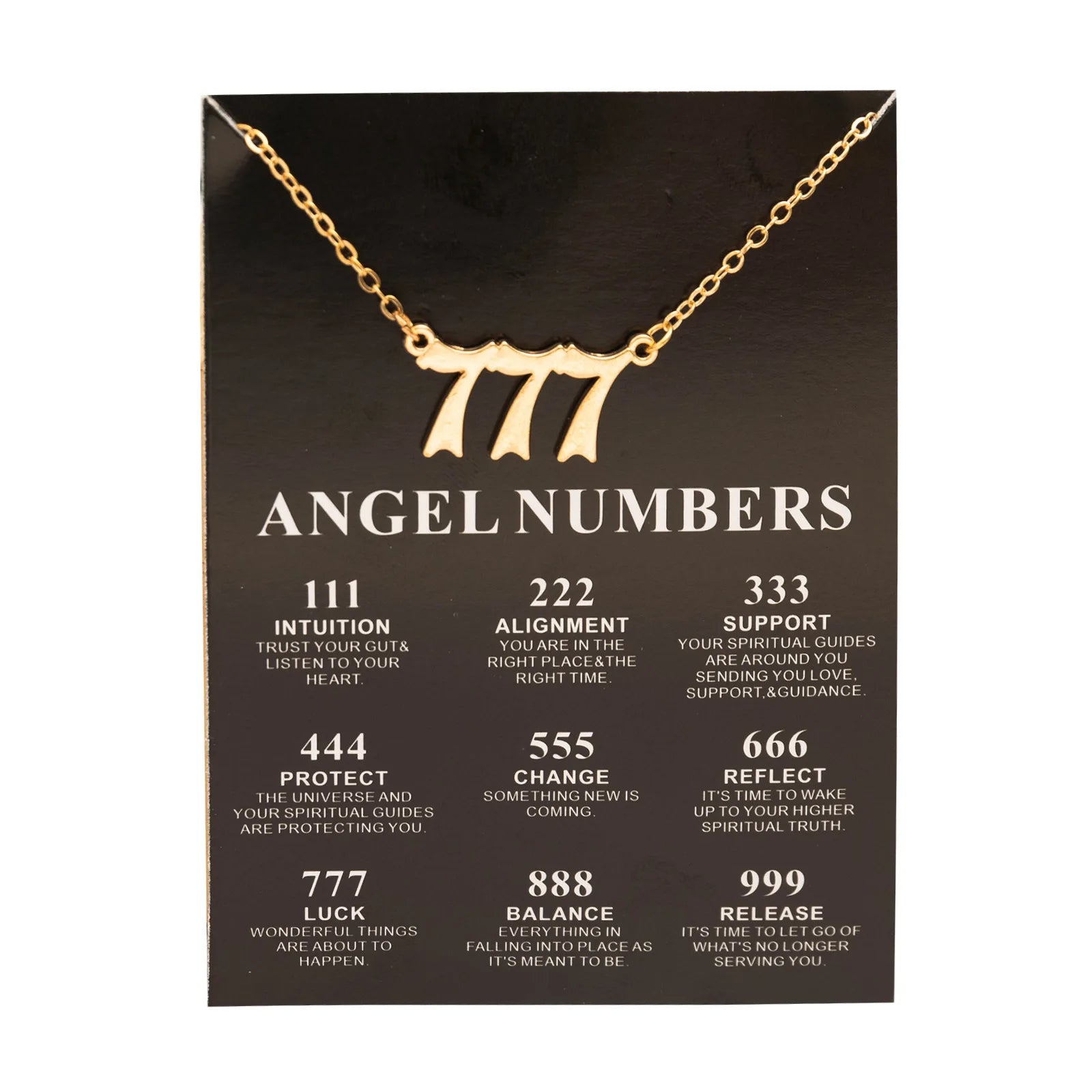 Fashion Alloy Gold Color Lucky Angel Numbers Wish 777 Pendant Necklace