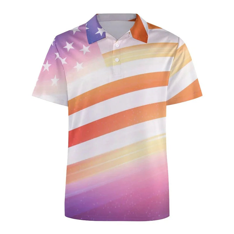 Fashion USA Flag Polo Shirt – Men’s 3D Print Short Sleeve Summer Lapel T-Shirt - Image 9
