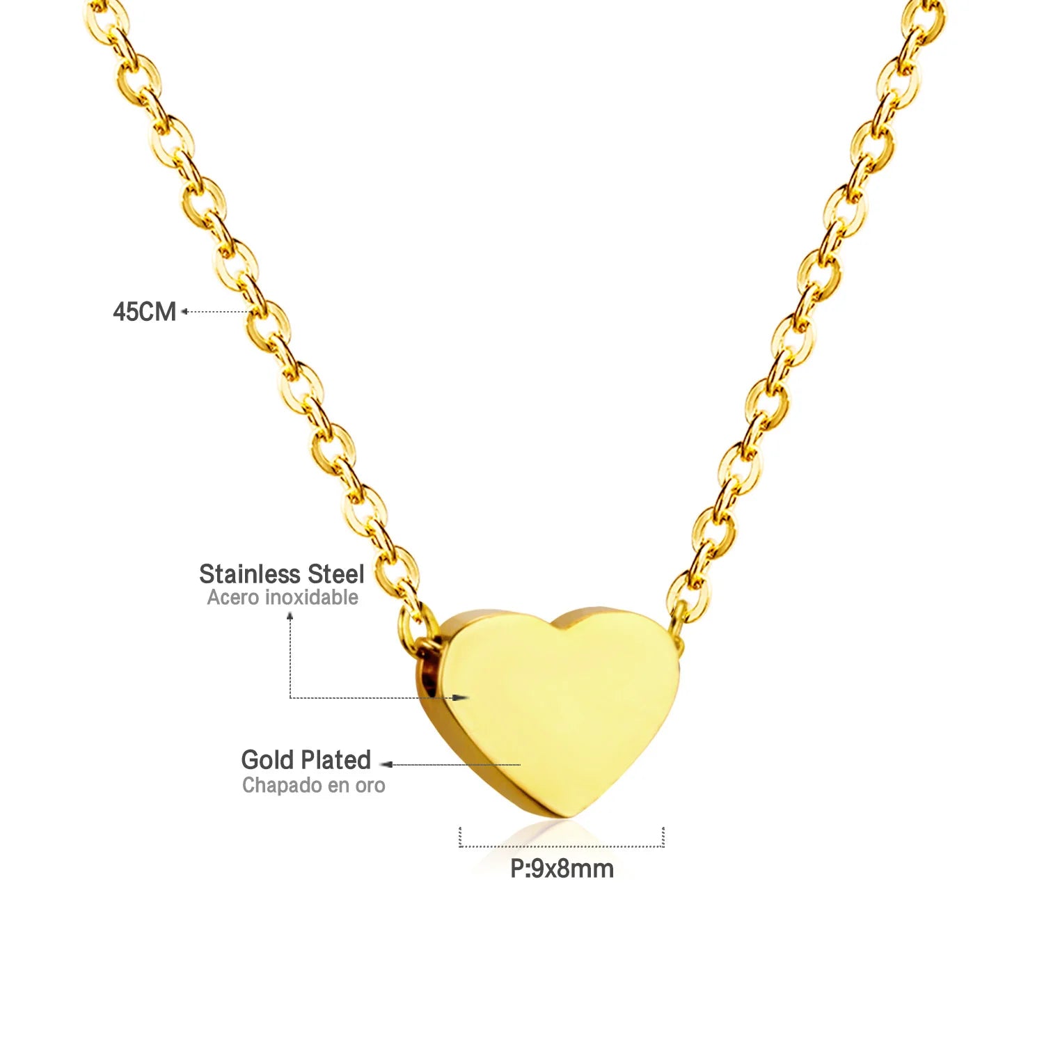 ASONSTEEL Romantic Heart Pendant Necklace – Golden Stainless Steel Choker for Women - Image 20