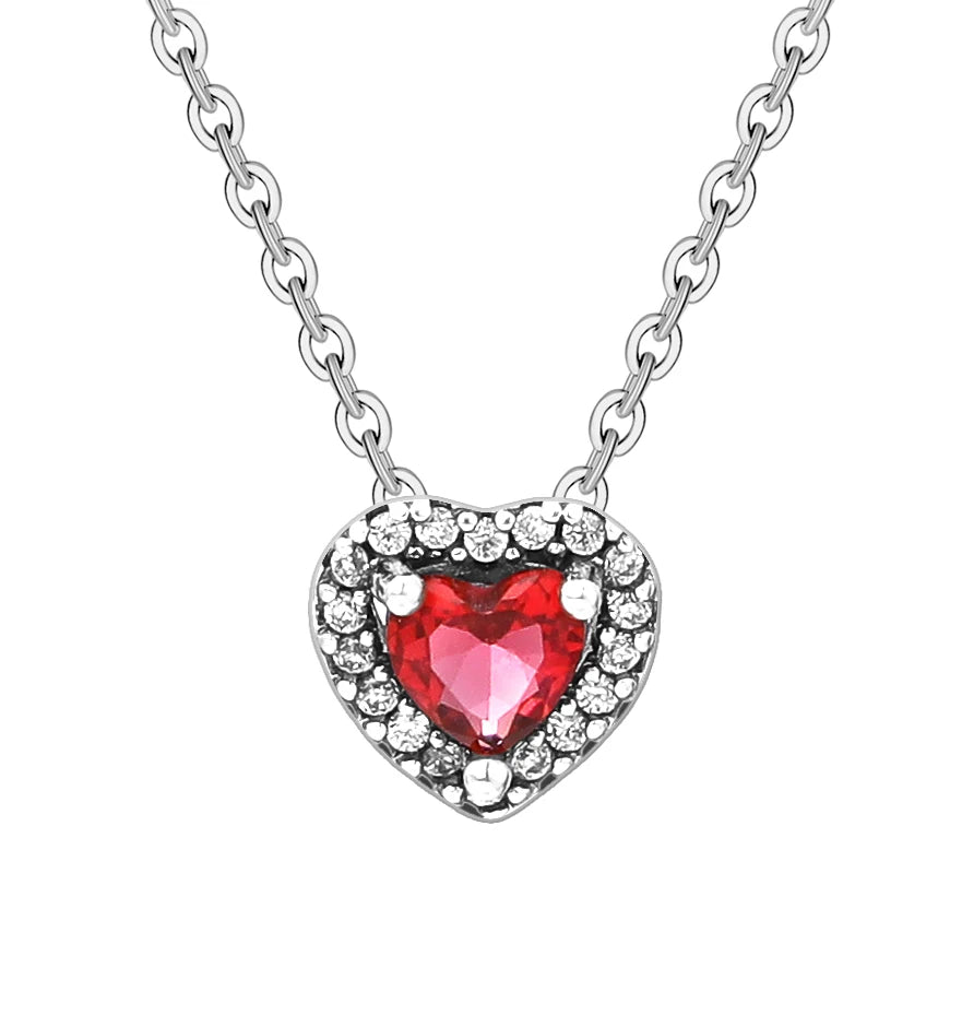 New Fine Red Love Heart Necklace – 925 Silver-Plated with Shining Zircon Bow - Image 44