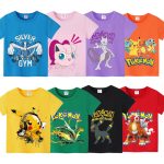 Pikachu Kids T-Shirt – Pokémon Summer Short Sleeve Tee with Lucario & Greninja Design